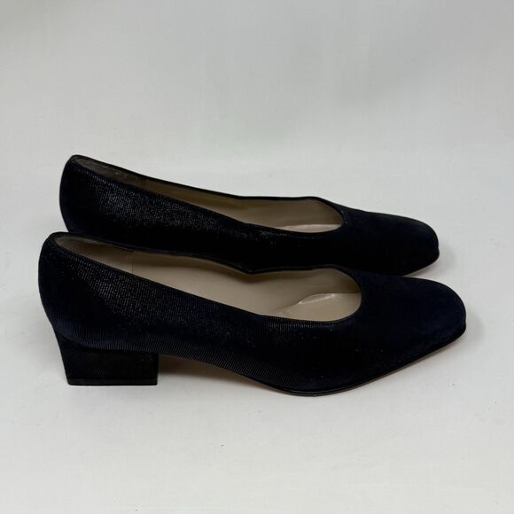 Salvatore Ferragamo Shoes Womens 6.5 B Blue Textured Suede Pumps Heels Italy - Picture 3 of 16